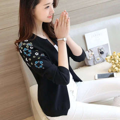 Sleeves Flower Printed Winter Zipper Jacket.