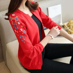 Sleeves Flower Printed Winter Zipper Jacket.