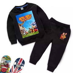 Kids Motu Patlu Printed Sweat-Shirt Style 2-Pcs Winter Track-Suit.