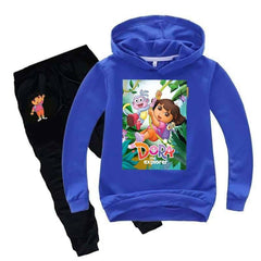 Kids Dora  Printed Hoodie Style 2-Pcs Winter Track-Suit.