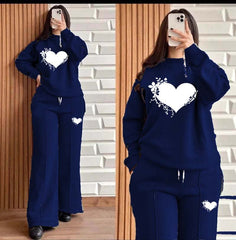 Pintex Baggy Trouser Style 2-Pcs Winter Tracksuit For Her.