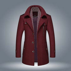 Maroon Casual Show-Pocket Winter Fleece Coat D-13