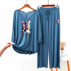 RH-Style Big-Printed 2-Pcs Lounge And Night Wear Suit. WLW-05