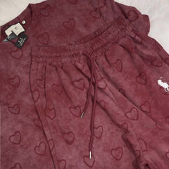 Heart Textured Horse Logo Printed Style Western 2-Pcs Summer Tracksuit For Her. WSTS-08