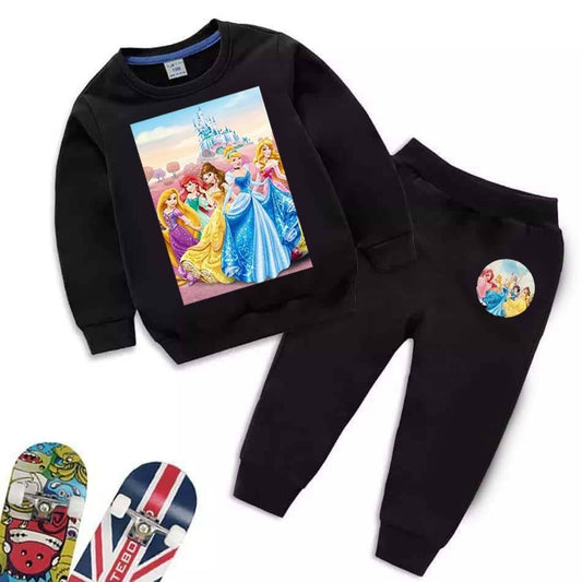 Kids Barbie Doll Printed Sweat-Shirt Style 2-Pcs Winter Track-Suit.