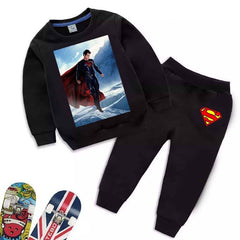 Kids Super Man Printed Sweat-Shirt Style 2-Pcs Winter Track-Suit.