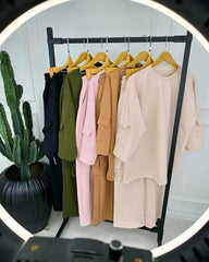 Drop-Shoulder 6-Pocket Cargo Zipper Style Western 2-Pcs Summer Tracksuit For Her. WSTS-07