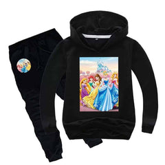 Kids Printed Barbie Doll Hoodie Style 2-Pcs Winter Track-Suit.