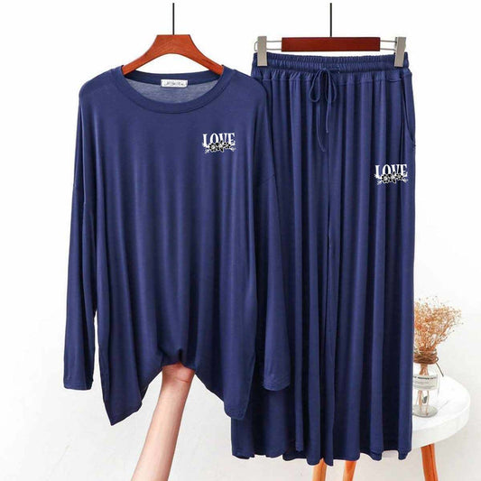 Baggy-Style Logo-Printed 2-Pcs Lounge And Night Wear Suit. WLW-09