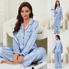 Imported Regular Style 2-Pcs Silk Nightsuit. D-10