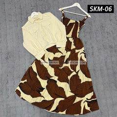 Short Koti & Printed Smoky Maxi Style Western 2-Pcs Stiched Suit.