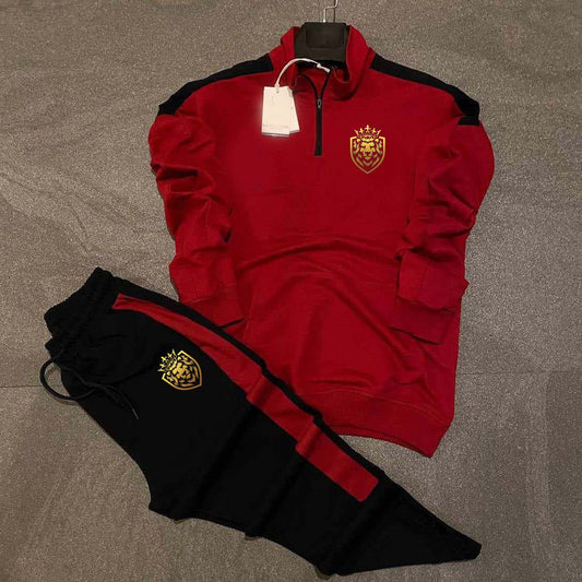 Lion Neck Short Zip Style 2-Pcs Premium Quality Winter Tracksuit.