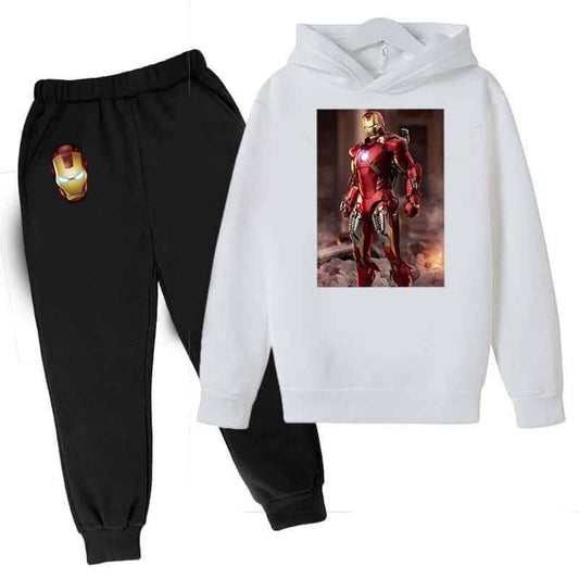 Kids Printed Iron Man Hoodie Style 2-Pcs Winter Track-Suit.