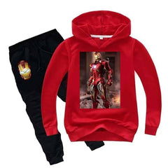 Kids Printed Iron Man Hoodie Style 2-Pcs Winter Track-Suit.