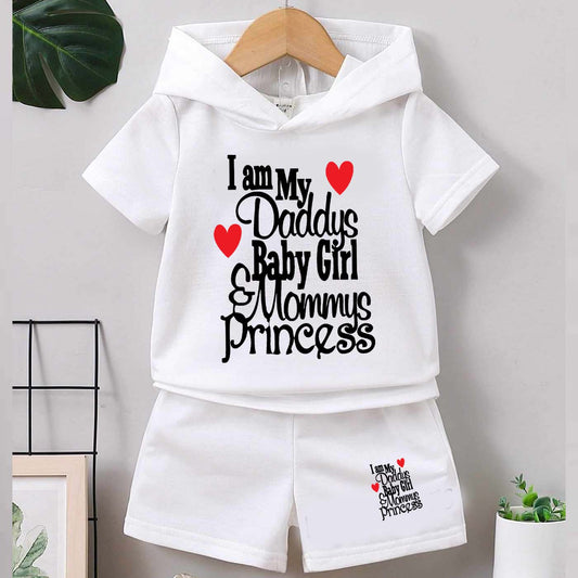 I Love DBG & MP Kids Hooded Style 2-Pcs Summer Suit. (HOTS+SH)