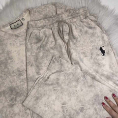 Heart Textured Horse Logo Printed Style Western 2-Pcs Summer Tracksuit For Her. WSTS-08