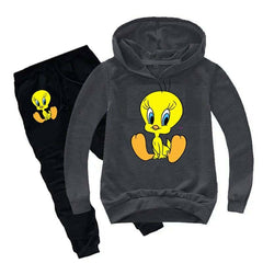 Kids Tweety Printed Hoodie Style 2-Pcs Winter Track-Suit.