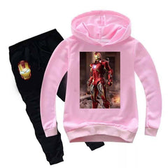 Kids Printed Iron Man Hoodie Style 2-Pcs Winter Track-Suit.