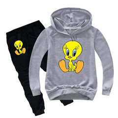 Kids Tweety Printed Hoodie Style 2-Pcs Winter Track-Suit.