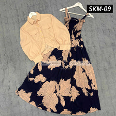 Short Koti & Printed Smoky Maxi Style Western 2-Pcs Stiched Suit.