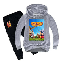 Kids Printed Motu Patlu Printed Hoodie Style Winter 2-Pcs Winter Track-Suit.