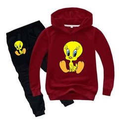 Kids Tweety Printed Hoodie Style 2-Pcs Winter Track-Suit.