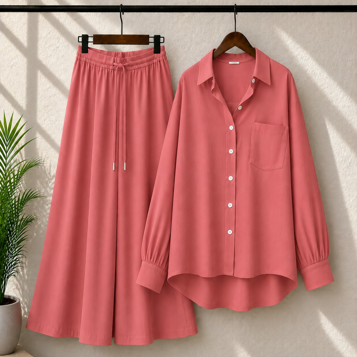 Alenza Cotton Western Shirt Style 2-Pcs Stiched Co-Ord Set.