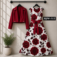 Biker Koti & Printed Maxi Style Western 2-Pcs Stiched Suit. BJM-112