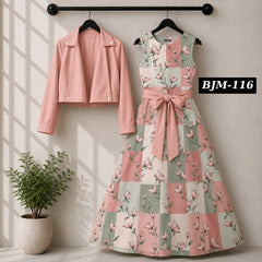 Biker Koti & Printed Maxi Style Western 2-Pcs Stiched Suit. BJM-116
