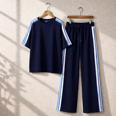 Drop-Shoulder Stripe Style 2-Pcs Summer Dry-Fit Tracksuit For Her. WSTS-04 V3