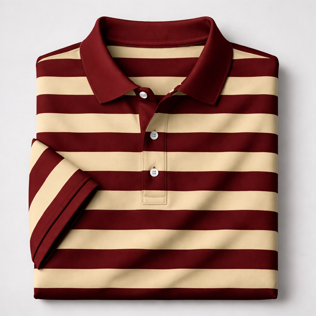 Dry-Fit 3D Stripe Printed Style Half-Sleeve Polo Summer Tshirt. MS3DP-108 V2