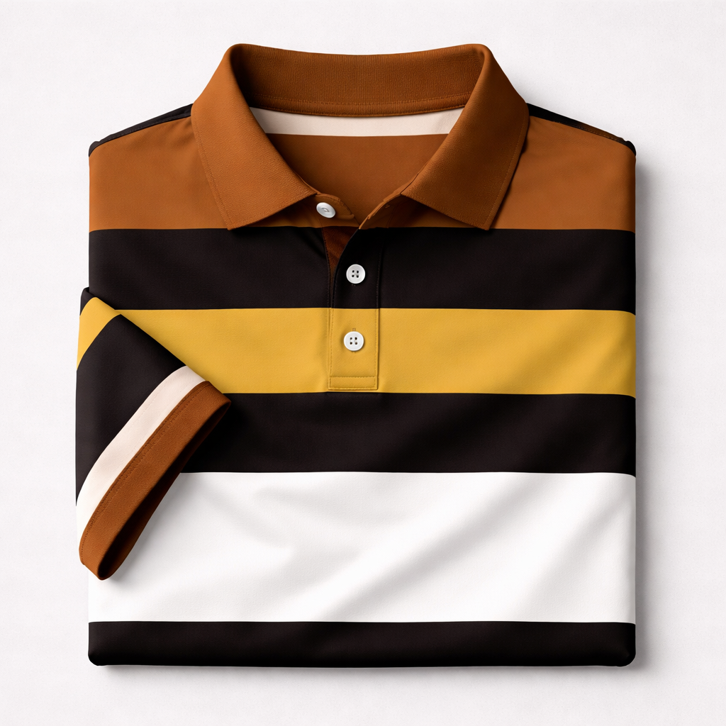 Dry-Fit 3D Stripe Printed Style Half-Sleeve Polo Summer Tshirt. MS3DP-110 V2