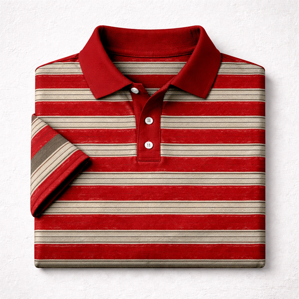 Dry-Fit 3D Stripe Printed Style Half-Sleeve Polo Summer Tshirt. MS3DP-102 V2
