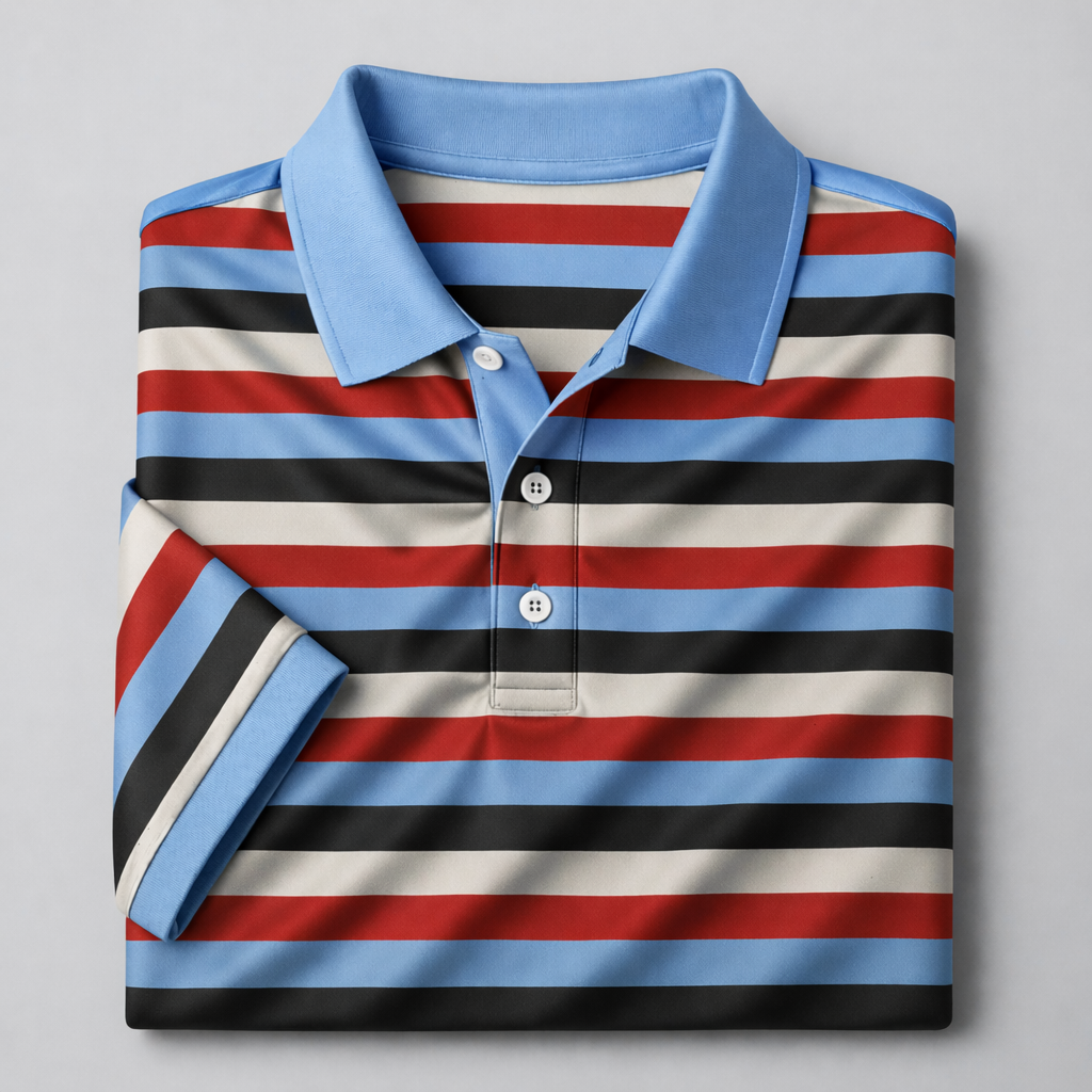 Dry-Fit 3D Stripe Printed Style Half-Sleeve Polo Summer Tshirt. MS3DP-105 V2