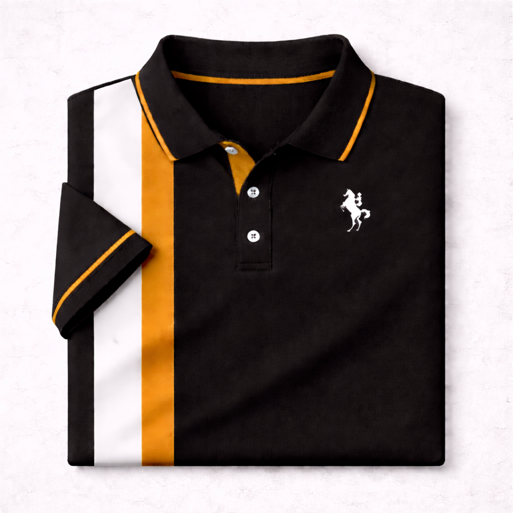 Dry-Fit 3D Stripe Printed Style Half-Sleeve Polo Summer Tshirt. MS3DP-12 V2