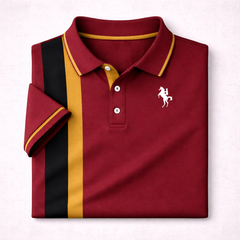 Maroon Dry-Fit 3D Stripe Printed Style Half-Sleeve Polo Summer Tshirt. MS3DP-13 V2