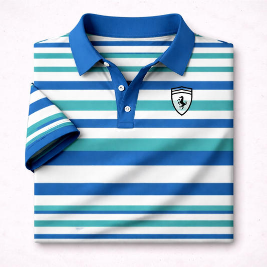 Dry-Fit 3D Stripe Printed Style Half-Sleeve Polo Summer Tshirt. MS3DP-16 V2