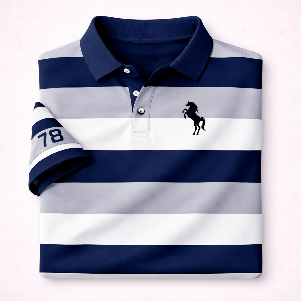 Dry-Fit 3D Stripe Printed Style Half-Sleeve Polo Summer Tshirt. MS3DP-19 V2