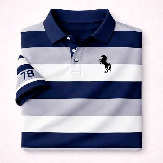 Dry-Fit 3D Stripe Printed Style Half-Sleeve Polo Summer Tshirt. MS3DP-19 V2