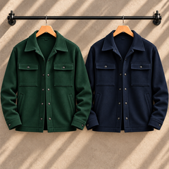 Bundle Of 2 4-Pocket Collar Style Casual Fleece Winter Button Overshirt. MWJ-401 V5