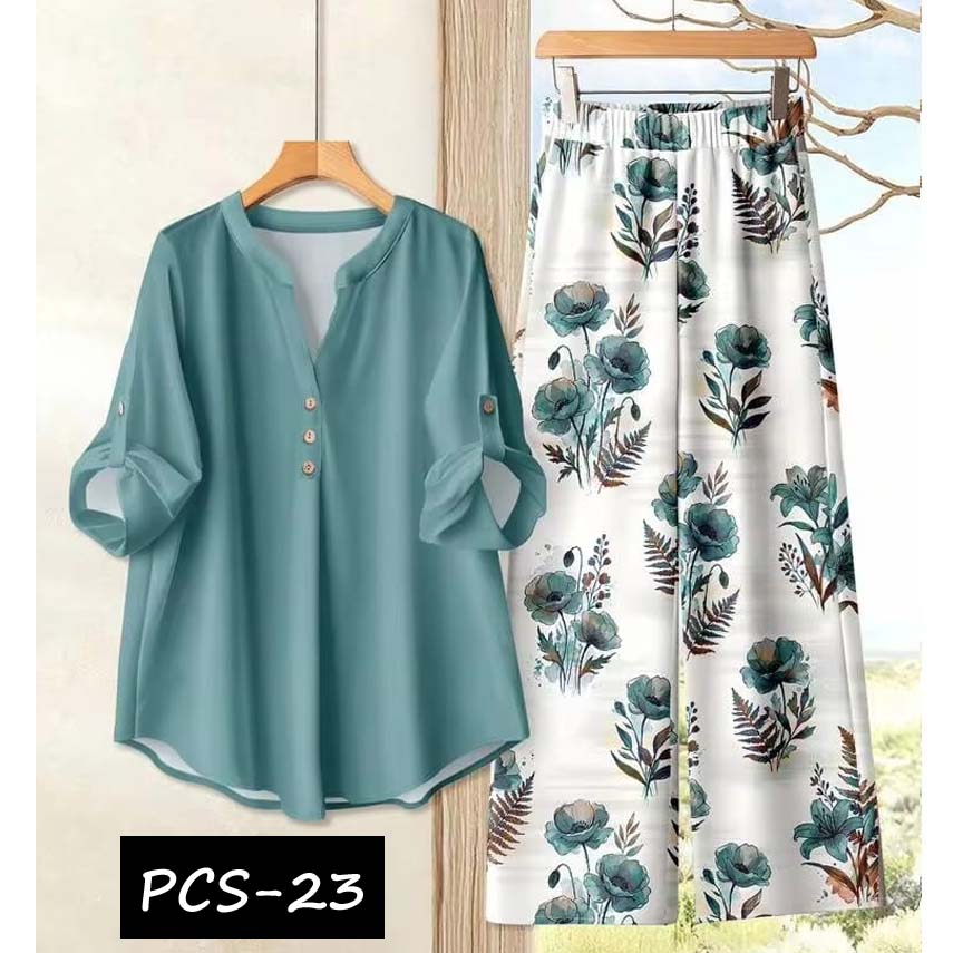 Binara Printed Western Shirt Style 2-Pcs Stiched Co-Ord Set. PCS-23