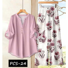 Binara Printed Western Shirt Style 2-Pcs Stiched Co-Ord Set. PCS-24