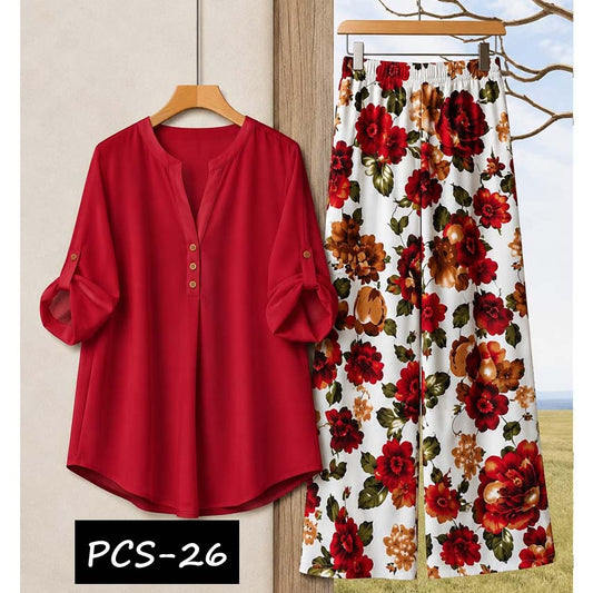 Binara Printed Western Shirt Style 2-Pcs Stiched Co-Ord Set. PCS-26