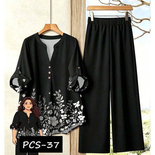 Binara Printed Western Shirt Style 2-Pcs Stiched Co-Ord Set. PCS-37