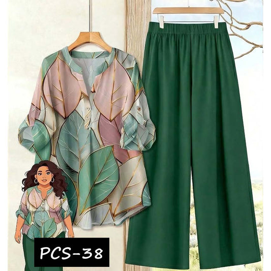 Binara Printed Western Shirt Style 2-Pcs Stiched Co-Ord Set. PCS-38