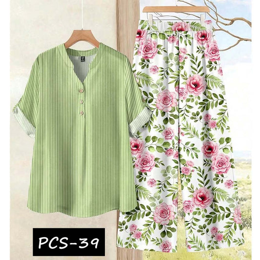 Binara Printed Western Shirt Style 2-Pcs Stiched Co-Ord Set. PCS-39