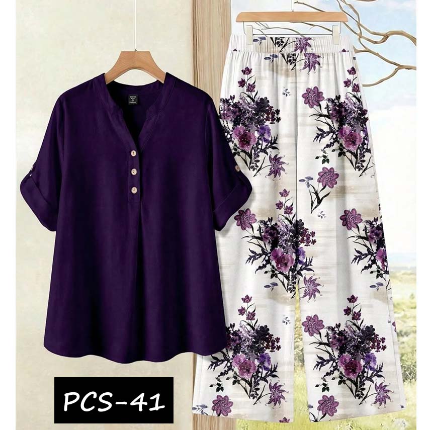 Binara Printed Western Shirt Style 2-Pcs Stiched Co-Ord Set. PCS-41