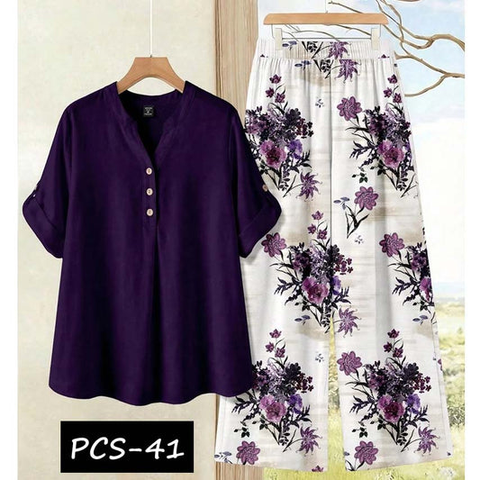 Binara Printed Western Shirt Style 2-Pcs Stiched Co-Ord Set. PCS-41