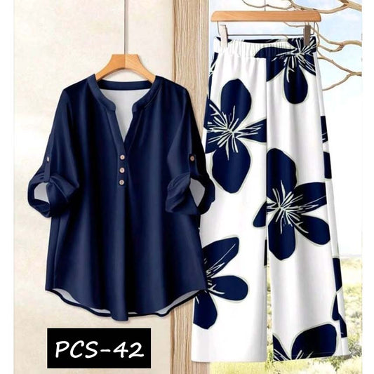 Binara Printed Western Shirt Style 2-Pcs Stiched Co-Ord Set. PCS-42