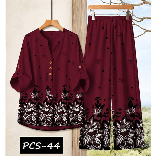 Binara Printed Western Shirt Style 2-Pcs Stiched Co-Ord Set. PCS-44